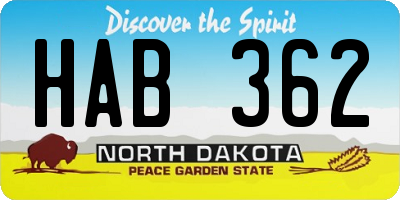 ND license plate HAB362