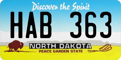 ND license plate HAB363