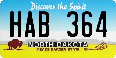 ND license plate HAB364