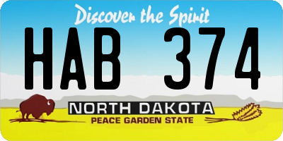 ND license plate HAB374