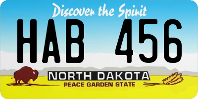 ND license plate HAB456