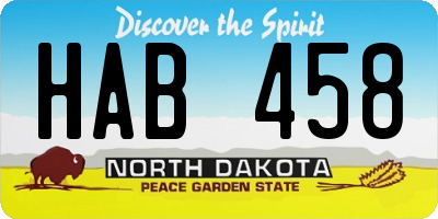 ND license plate HAB458