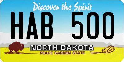 ND license plate HAB500