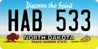 ND license plate HAB533