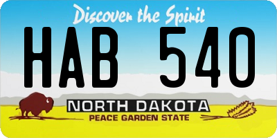 ND license plate HAB540