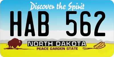 ND license plate HAB562