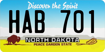 ND license plate HAB701