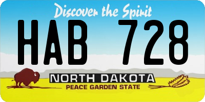 ND license plate HAB728