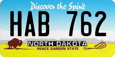 ND license plate HAB762