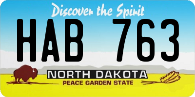 ND license plate HAB763