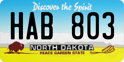 ND license plate HAB803