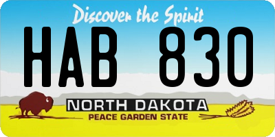 ND license plate HAB830