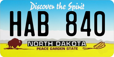 ND license plate HAB840