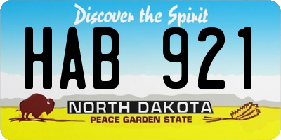 ND license plate HAB921