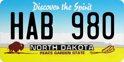 ND license plate HAB980