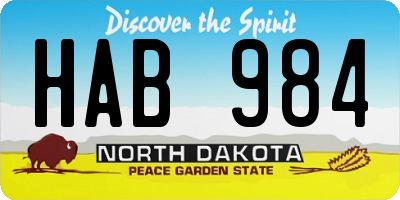 ND license plate HAB984