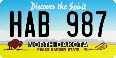 ND license plate HAB987