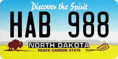 ND license plate HAB988