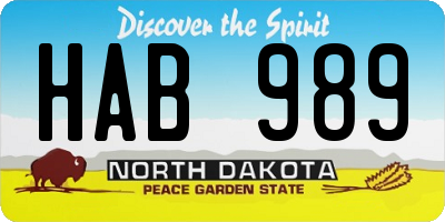 ND license plate HAB989