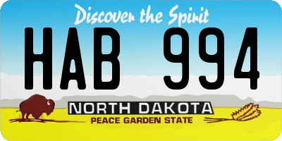 ND license plate HAB994