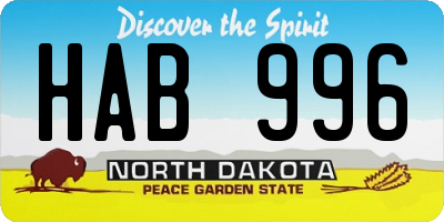 ND license plate HAB996