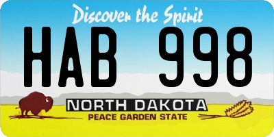 ND license plate HAB998