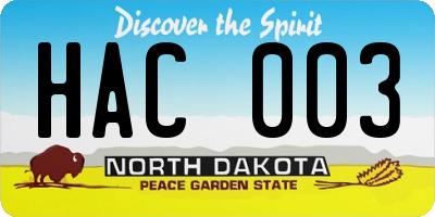 ND license plate HAC003