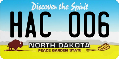 ND license plate HAC006