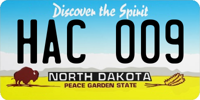 ND license plate HAC009