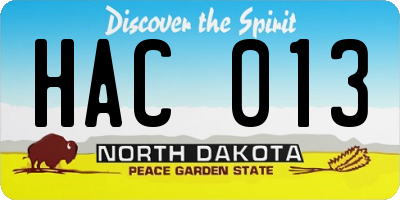 ND license plate HAC013