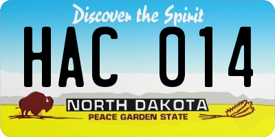 ND license plate HAC014