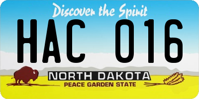 ND license plate HAC016