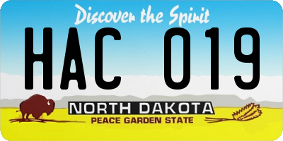 ND license plate HAC019