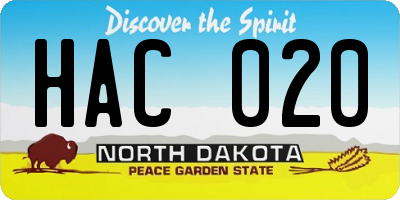 ND license plate HAC020