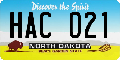 ND license plate HAC021