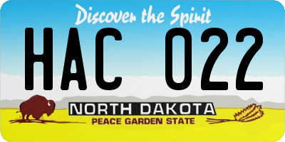 ND license plate HAC022