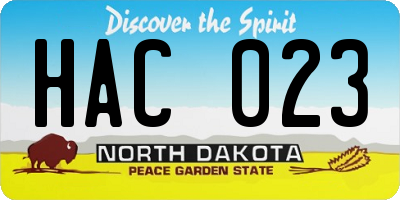 ND license plate HAC023