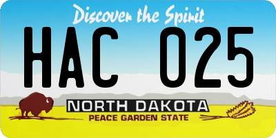 ND license plate HAC025