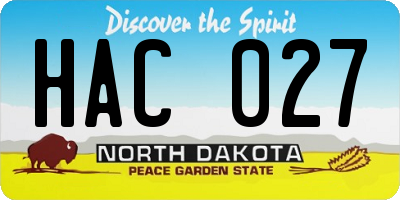 ND license plate HAC027
