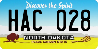 ND license plate HAC028