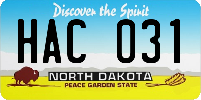 ND license plate HAC031