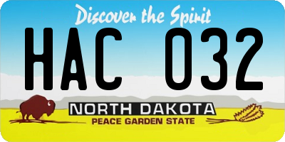 ND license plate HAC032