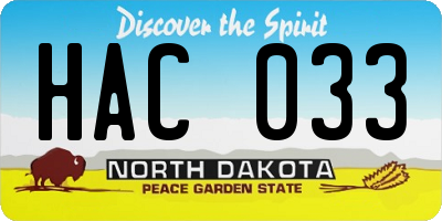 ND license plate HAC033