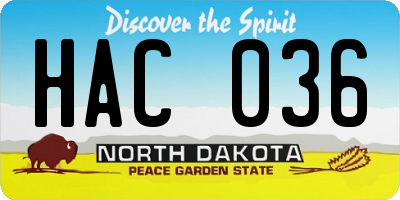 ND license plate HAC036