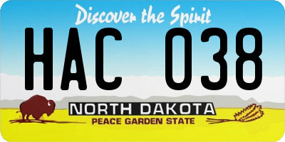 ND license plate HAC038