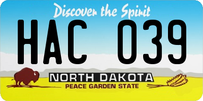 ND license plate HAC039