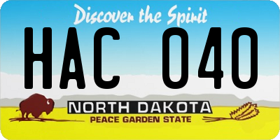 ND license plate HAC040