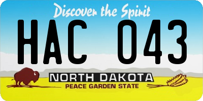 ND license plate HAC043