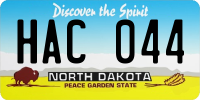 ND license plate HAC044
