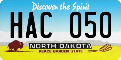 ND license plate HAC050